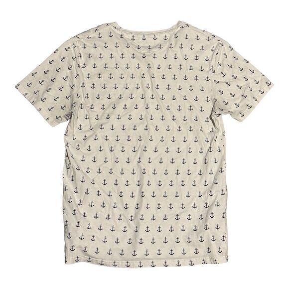 Public Art Men's Anchor Print T-Shirt White Size L Graphic Crew Neck - Picture 4 of 4